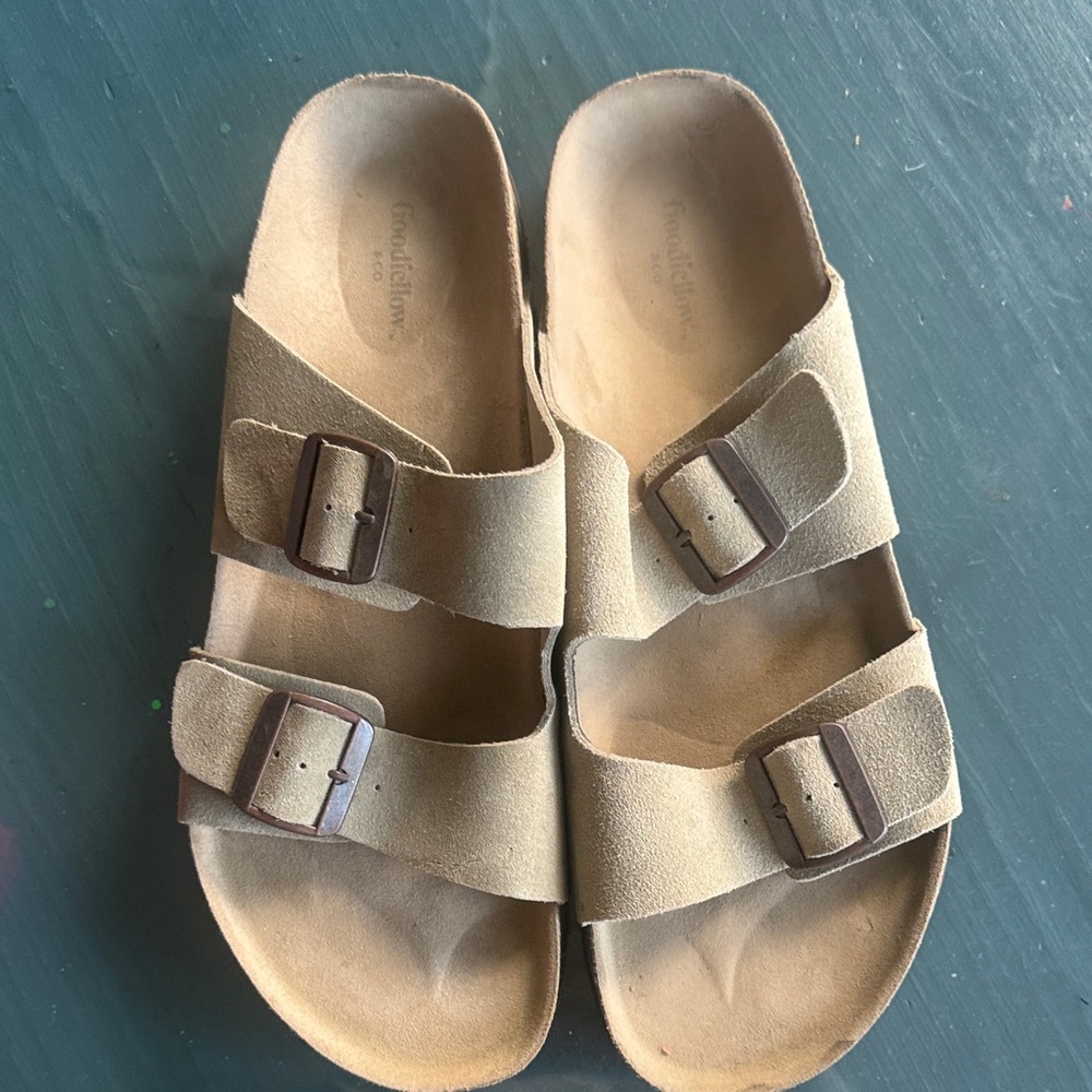 Birkenstock-Style men’s Suede Leather Sandals in Tan